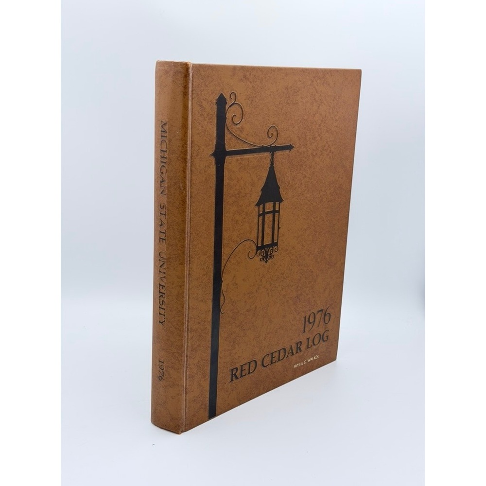 Michigan State University 1976 Red Cedar Log Yearbook MSU Hardcover Tan Vintage